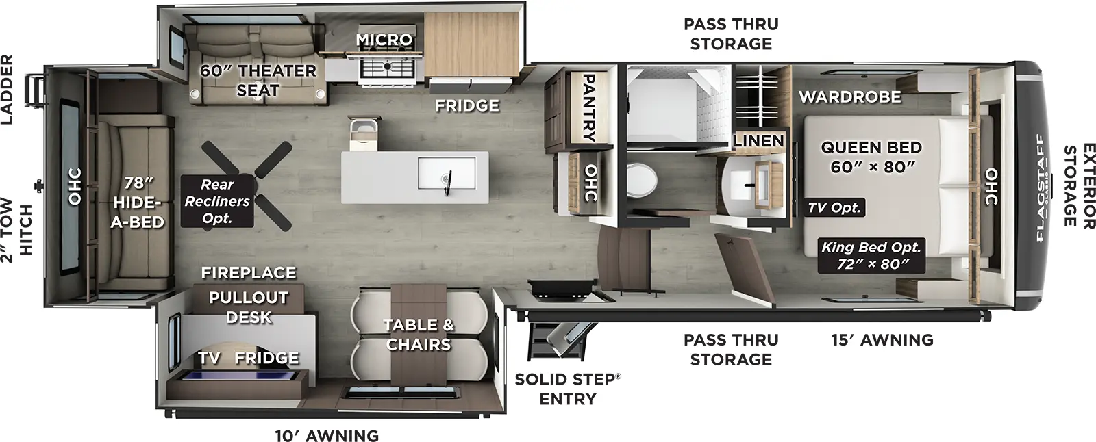Flagstaff Classic Fifth Wheels F331RL Floorplan